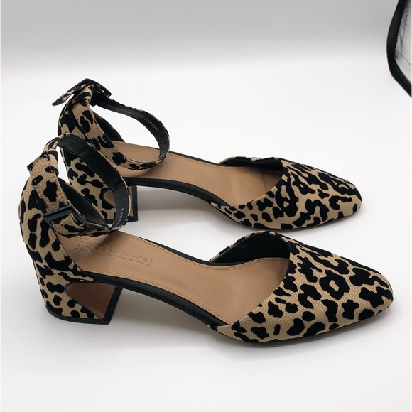 ASOS Animal Print Tan Black Ankle Strap Velvet Heels - Size 7 - Picture 2 of 9